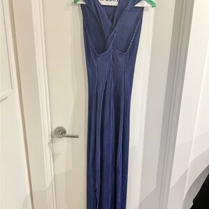 Commense Blue Pleated Dress